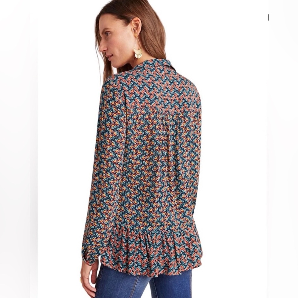 Maeve by Anthropologie Multicolor Paisley Button-Down Peasant Top - Picture 7 of 8